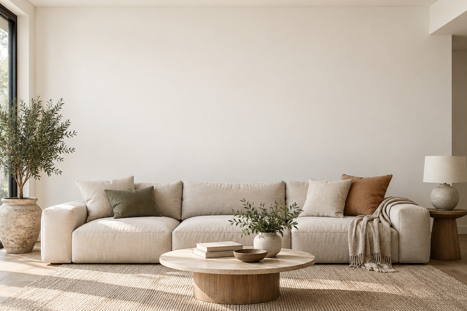 Living room with a blank wall